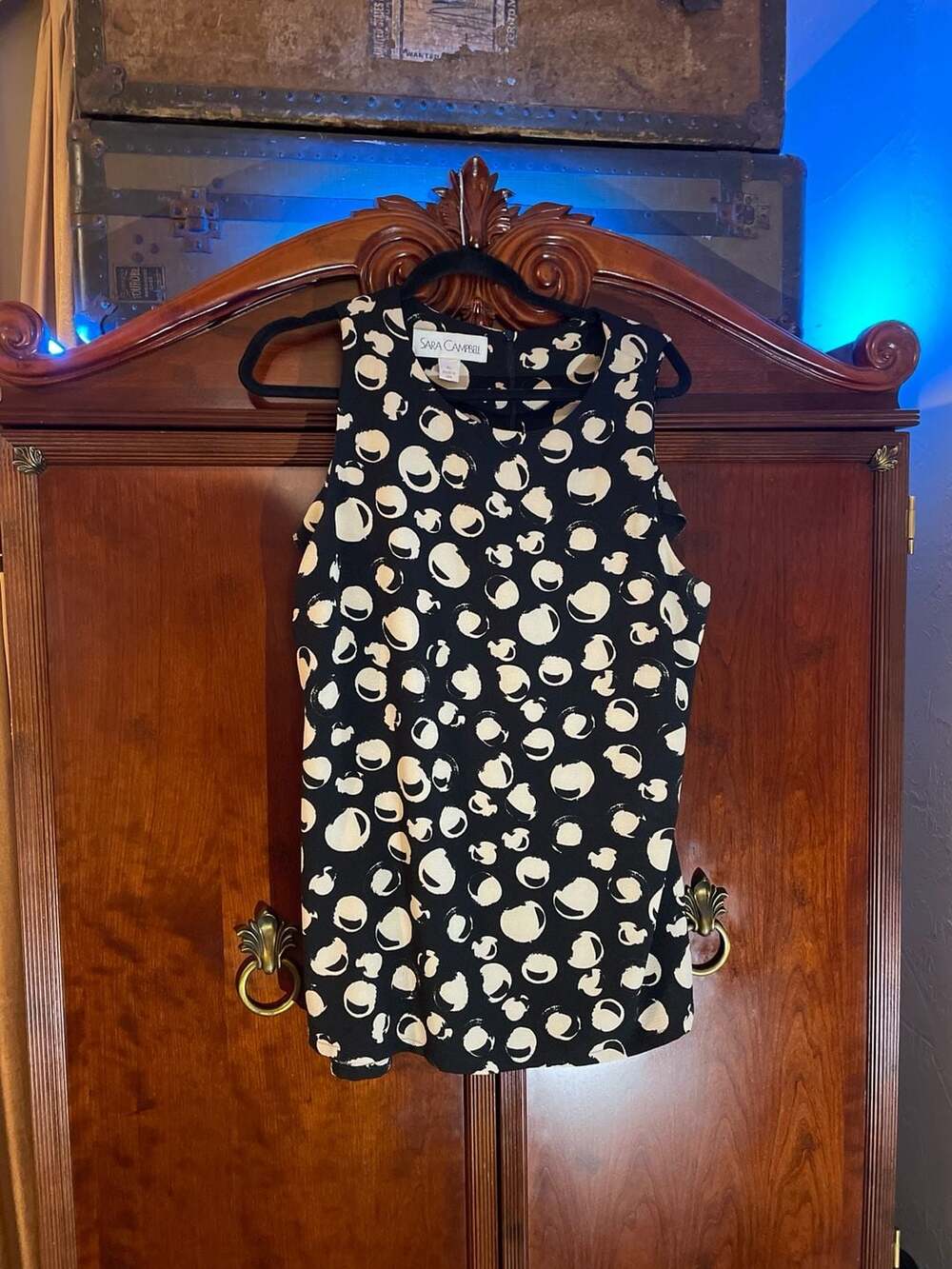 Sara Campbell Abstract Brushstroke Polka Dot Sleeveless Blouse Top Size XL